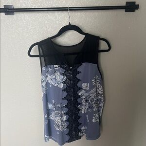Maurices Black and Blue Floral Blouse
